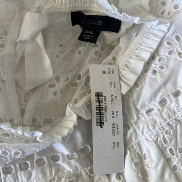 J. Crew Tie back Top Shirt Ditsy Eyelet AL603 White XXL - Picture 3 of 4